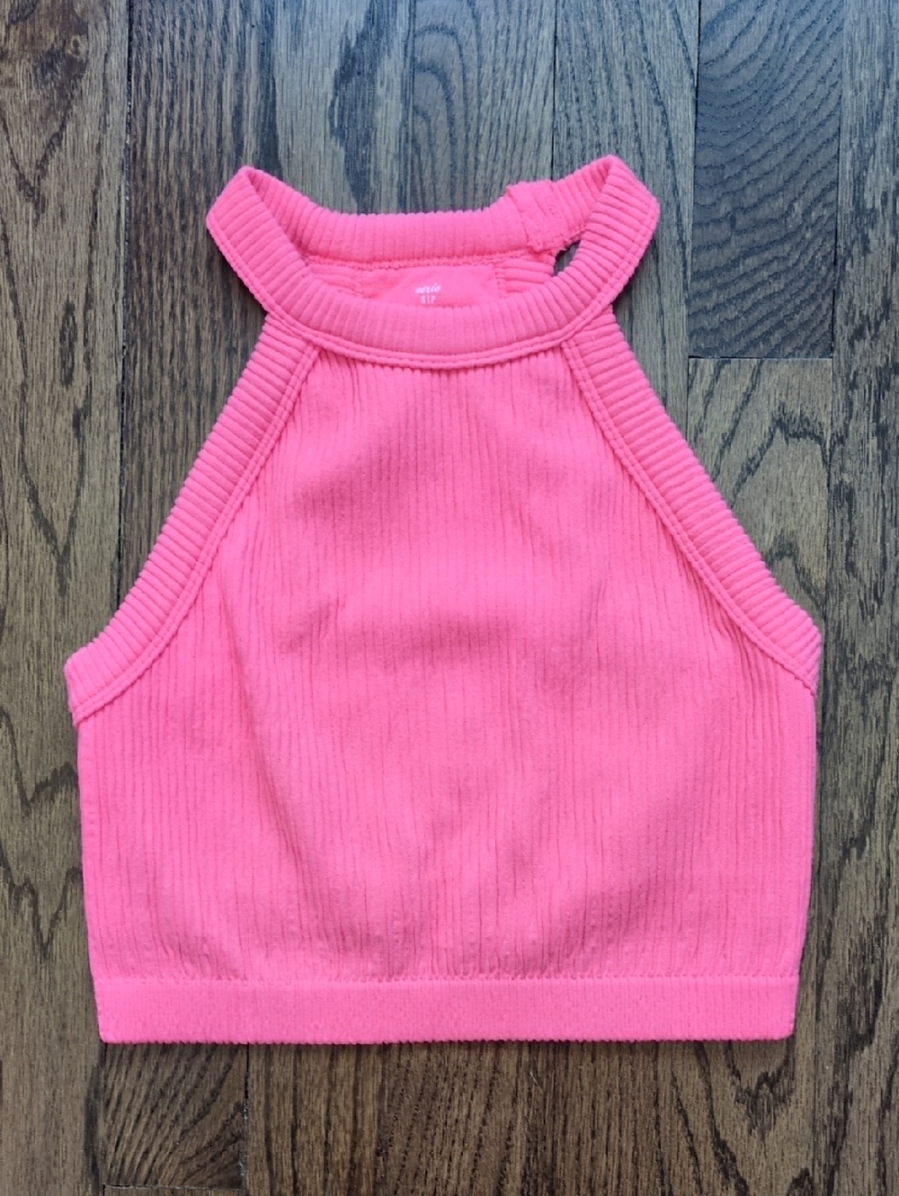 aerie Ribbed Halter Crop Top - Hot Pink